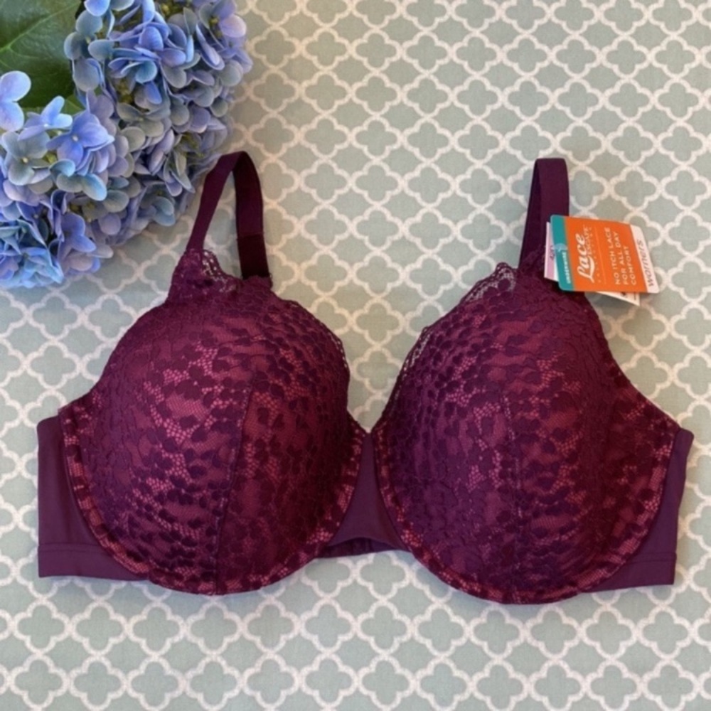 Warner’s Lace Escape Purple Underwire Bra 42D NWT